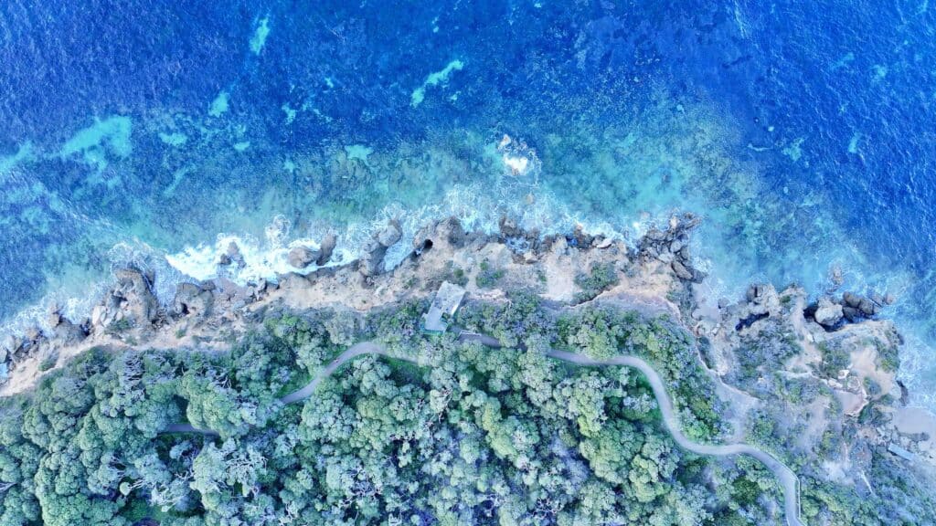 Aerial view of Point Lonsdale with GLYD O Surfboard Stand in image but too small to see