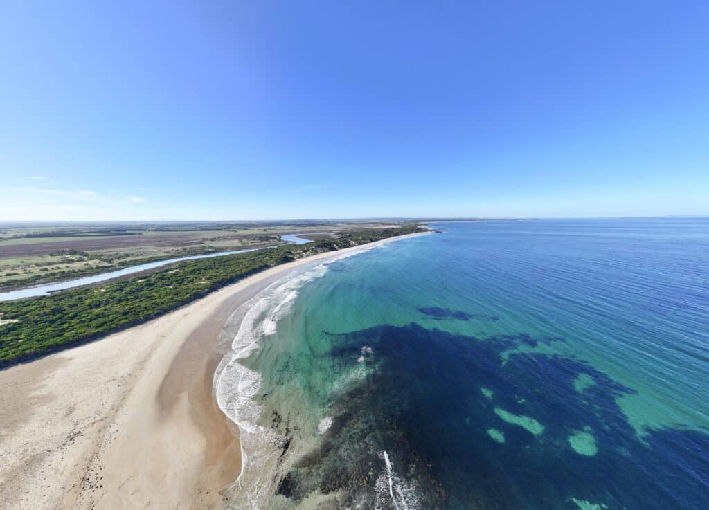 Aerial view of Breamlea Beach