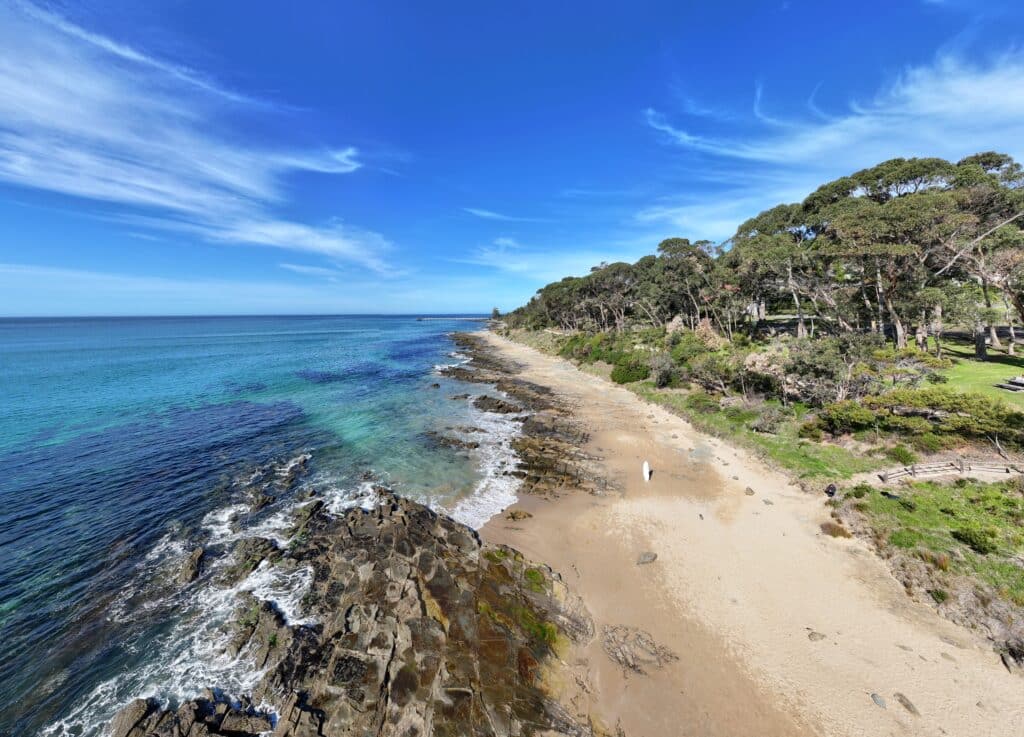 Aerial View of Lorne Point Facing South East from 50m up.
