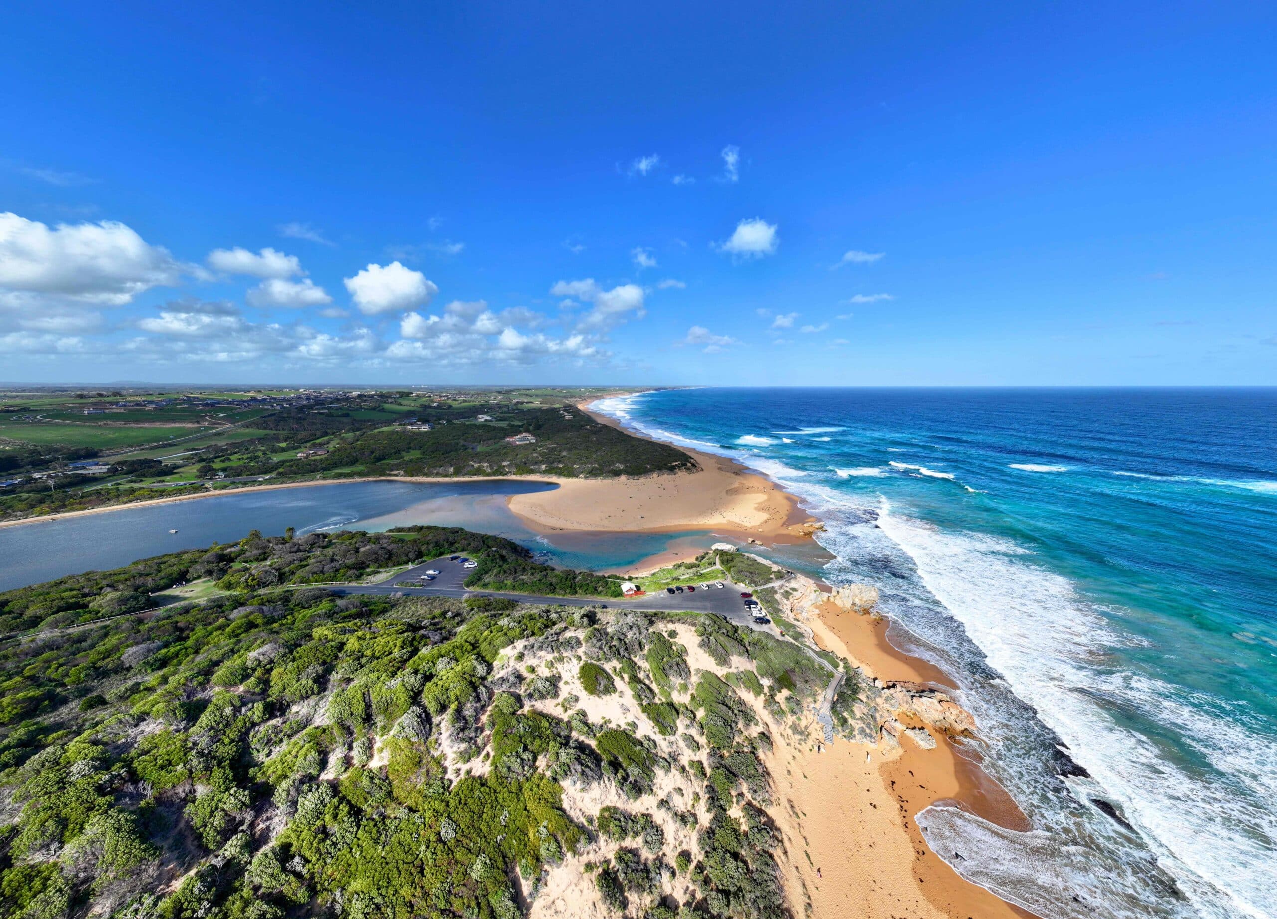 Aerial view of Point Ritchie in Warrnambool, showcasing coastal beauty ideal for a Freestanding Surfboard Display Stand.